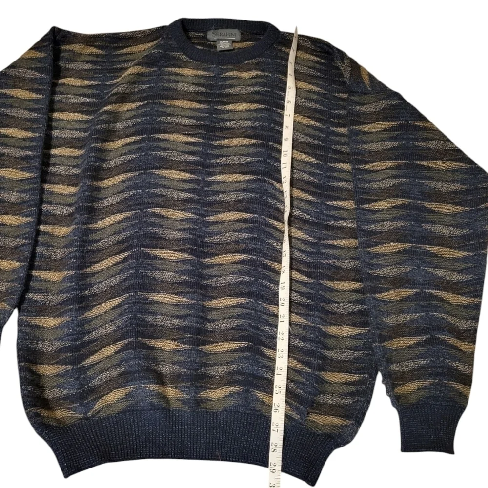 Vintage Serafini 3d Knit Grandpa Dad Crew Sweater y2k 90s Men's Sweater‎ Size XL
